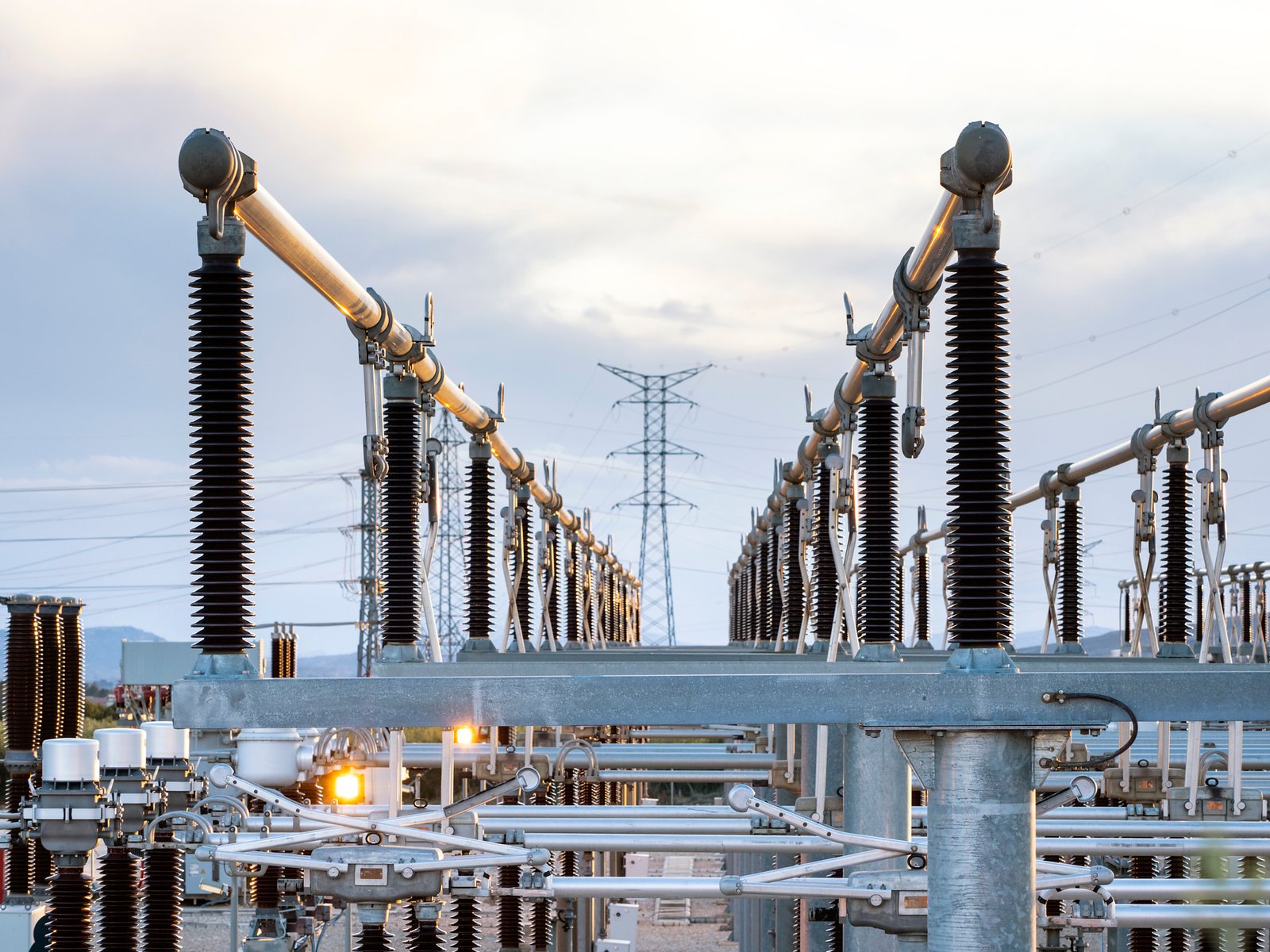 Electrical Transformer Of High Tension In A Distribution Electric Power Station Of Electricity Power.